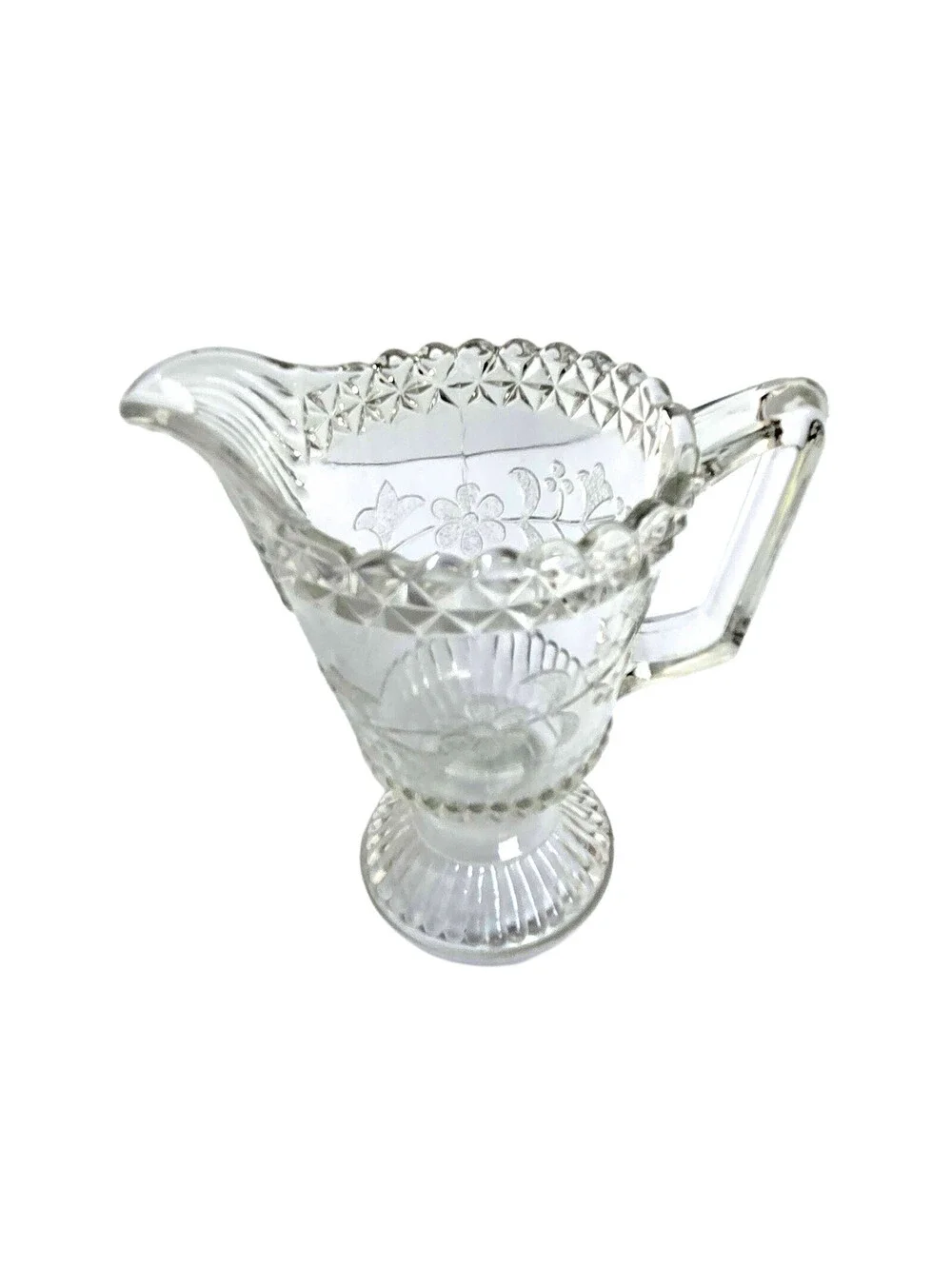 EAPG Adams Wildflower Clear Footed Cream Pitcher Victorian 1880s